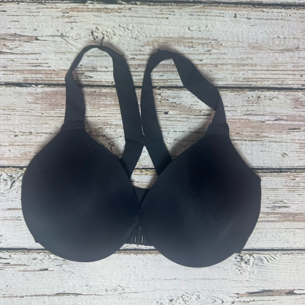Spanx Bra-lelujah Front-close Full Coverage T-shirt Bra Black Size 36D Underwire